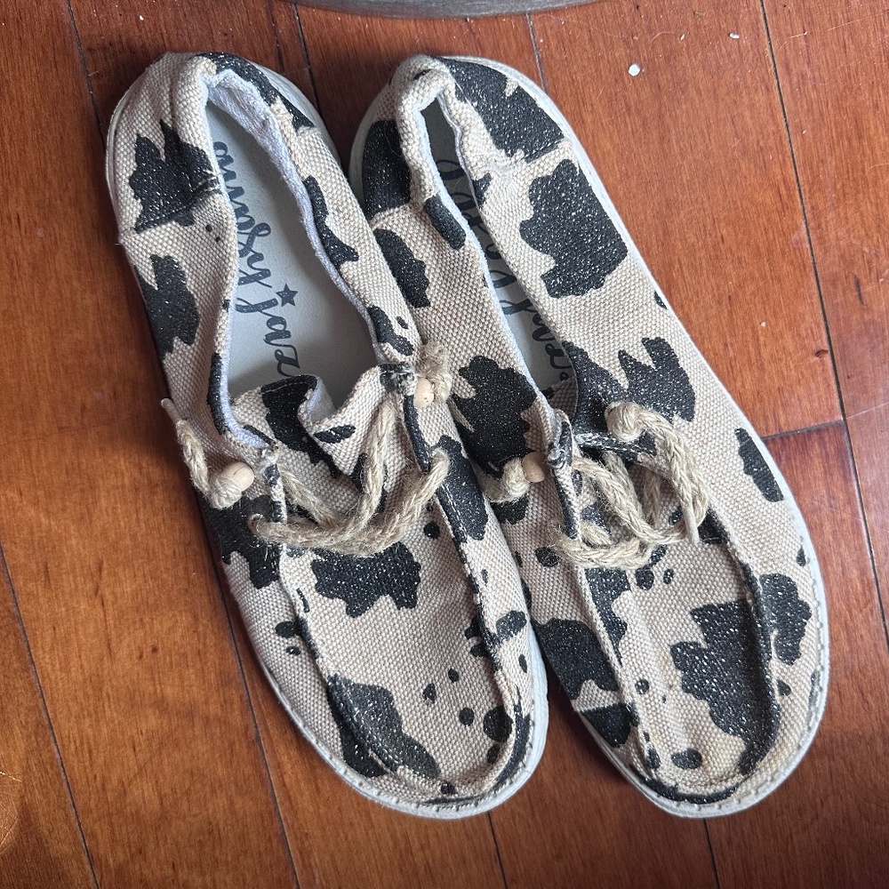 Gypsy Jazz cow print glitter shoes